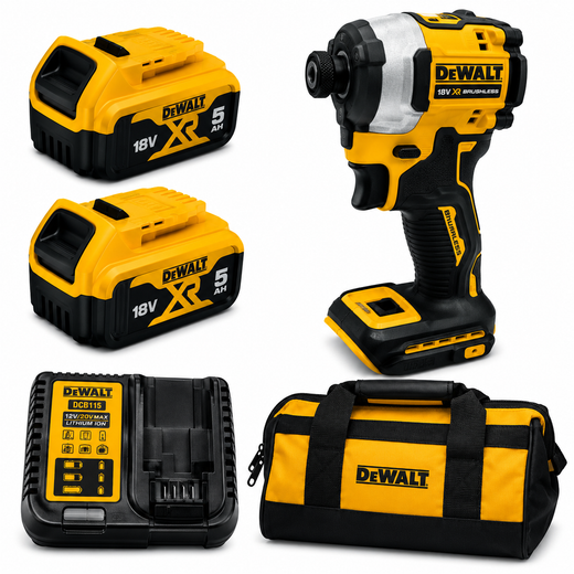 אימפקט 20V שתי סוללות 5AH ומטען DCF850 DeWalt DCF850-2-5