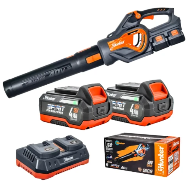 מפוח 40V שתי סוללות 4Ah ומטען כפול HUNTER 102903-012