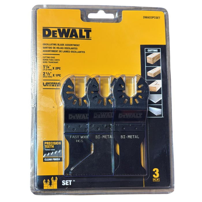 סט 3 להבים למולטיטול 2 ברזל ו-1 לעץ DeWALT DWAO3PCSET