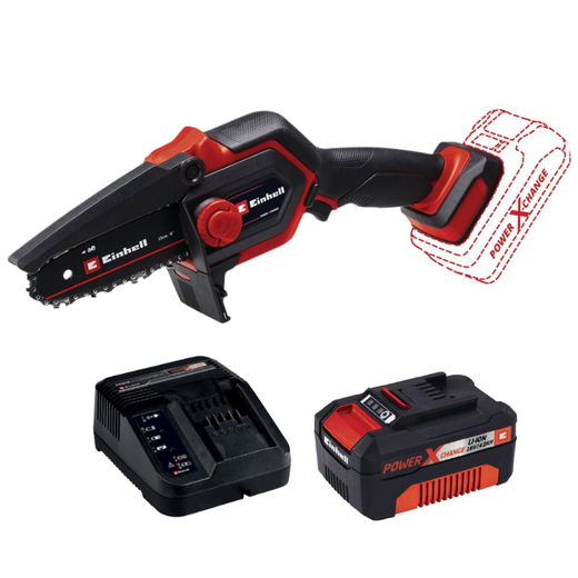 משור שרשרת מיני 18V סוללה 4AH ומטען 4600040 Einhell GE-PS 18-15 LI BL-1-4