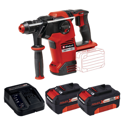 פטישון 36V BL שתי סוללות 4HA ומטען 4513950 Einhell HEROCCO 36-28-2-4