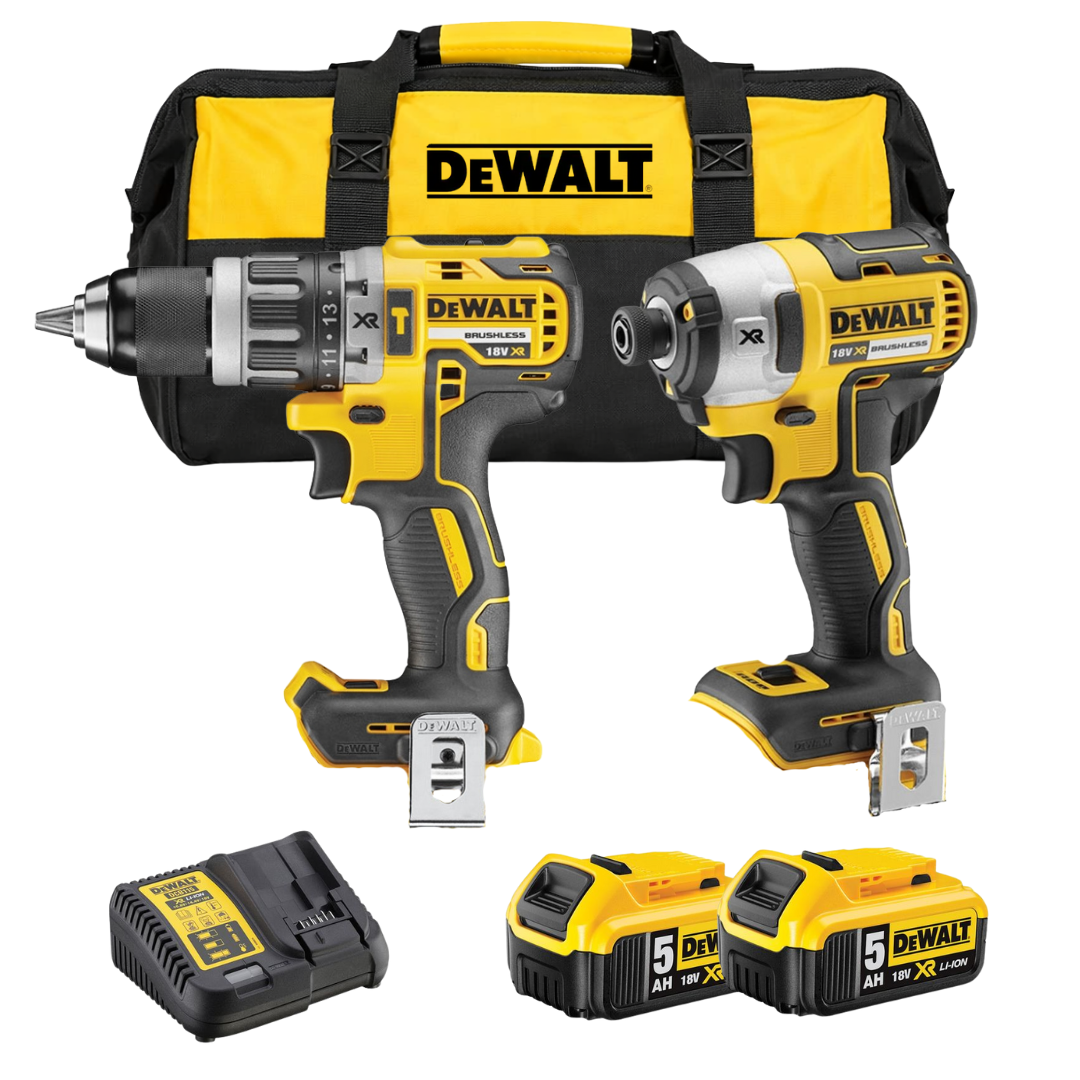 סט מברגות 18V שתי סוללות 5AH ומטען DeWALT