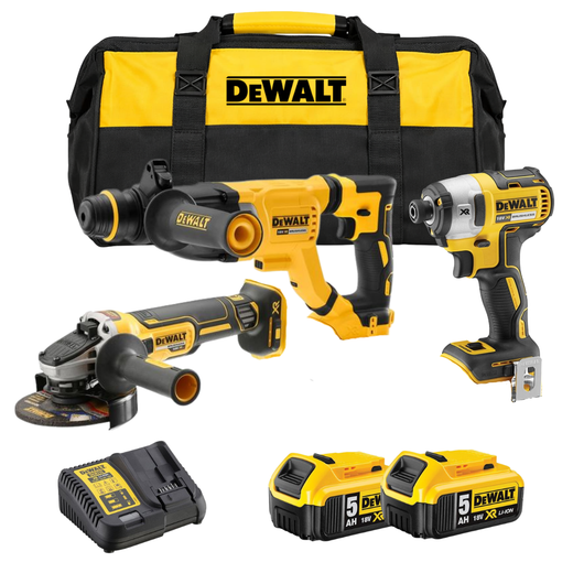 סט 3 כלים 18V שתי סוללות 5AH ומטען DeWalt MTB409
