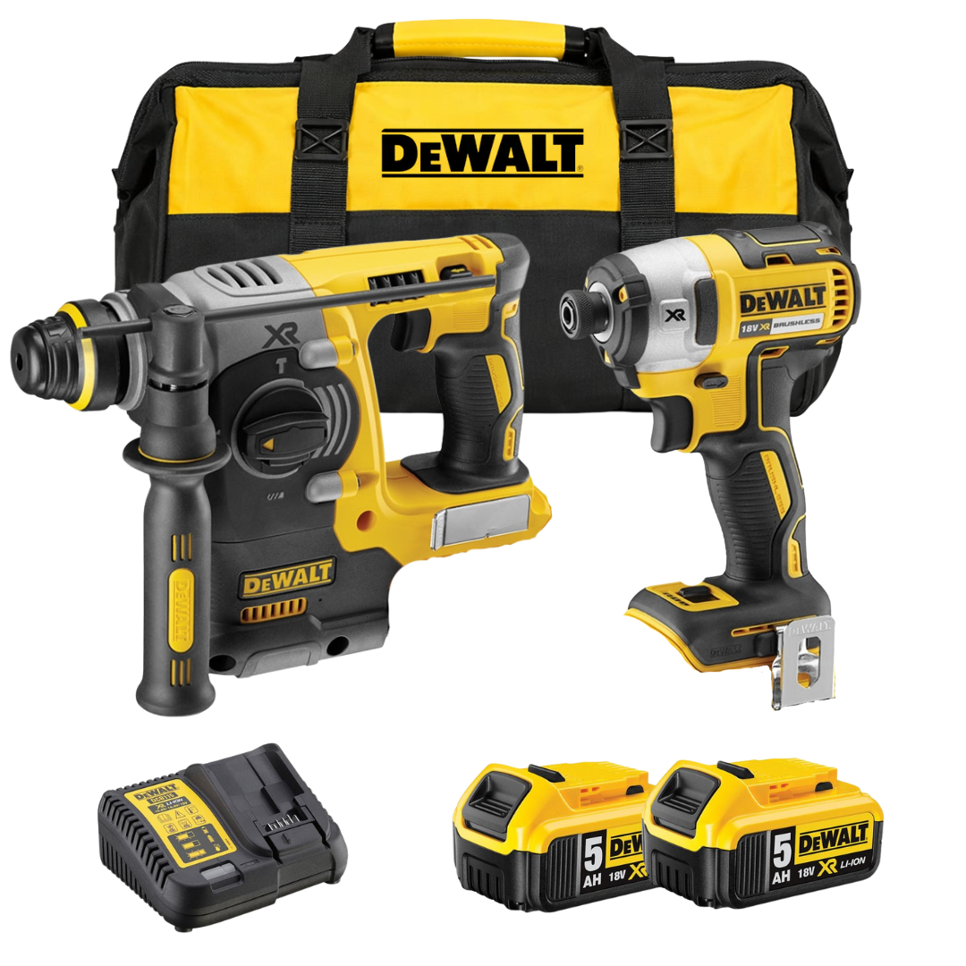 סט אימפקט פטישון 18V שתי סוללות 5AH ומטען DeWALT