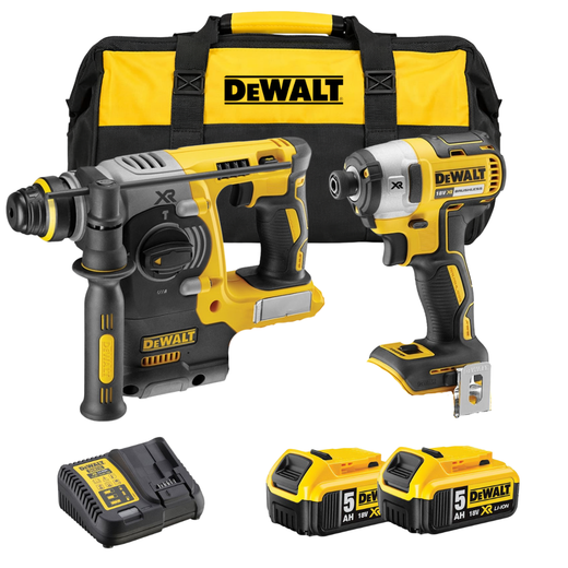 סט אימפקט פטישון 18V שתי סוללות 5AH ומטען DeWalt MTB414