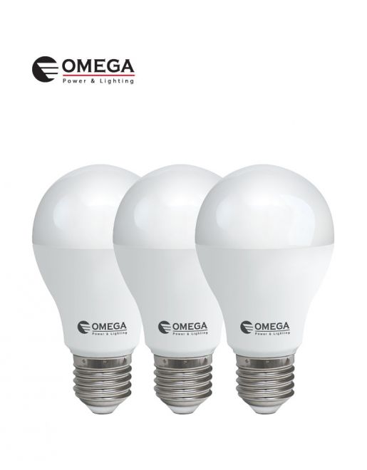 שלישיית נורות לד A60 בסיס E27 OMEGA OM-A60-10W-D-3