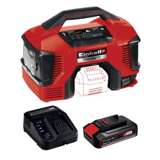קומפרסור היברידי 18V סוללה 2.5AH ומטען| Einhell 4020460 Einhell PRESSITO-1-2.5