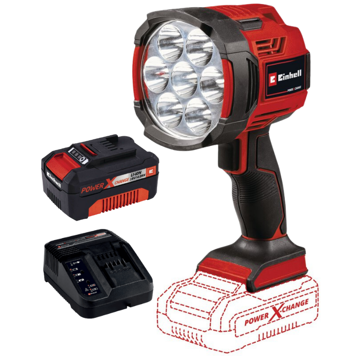 פנס לד 18V סוללה 4AH ומטען Einhell  4514145