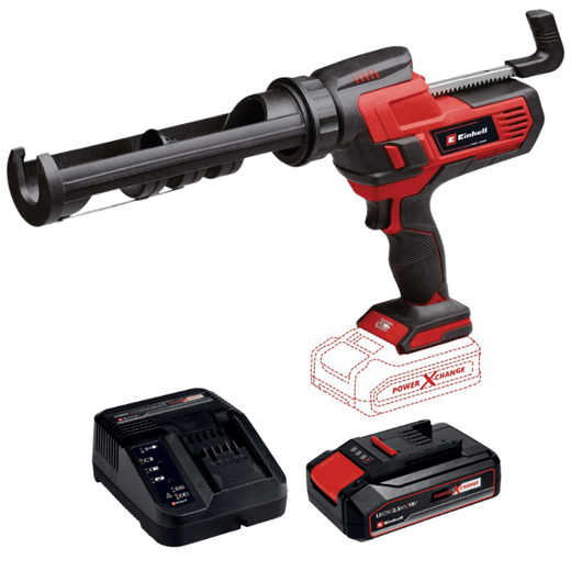 אקדח סיליקון 18V סוללה 2.5AH ומטען 4522250 Einhell TE-SG 18-10 LI-1-2.5