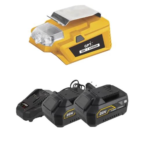 פנס 20V שתי סוללות 4HA ומטען TOT024 GPT TOT024-2-4