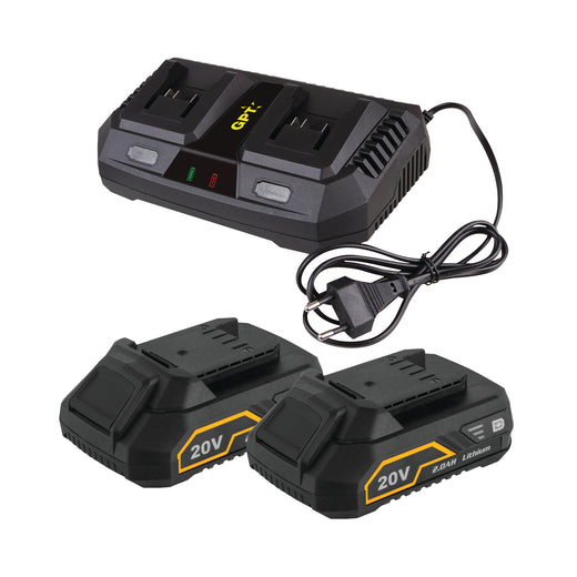 מטען כפול 20V + סוללות 2x2Ah GPT GPT TOT066
