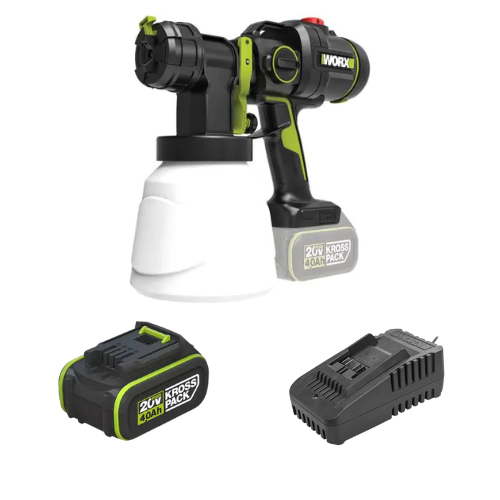 אקדח ריסוס צבע 20V סוללה 4AH ומטען WORX WU0569
