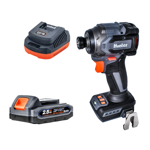 אימפקט ברשלס קומפקטית 18 וולט Hunter + סוללה 2.5 Ah + מטען Hunter 100312-033-1-2.5